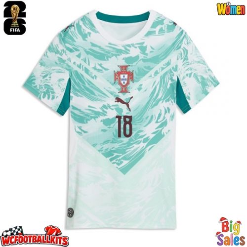 Portugal Pedro Neto #18 Replica Away Stadium Shirt for Women World Cup 2026 Short Sleeve